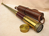 3 draw marine telescope with original leather case signed FHT Crust